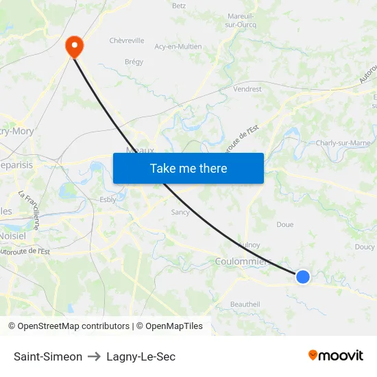 Saint-Simeon to Lagny-Le-Sec map