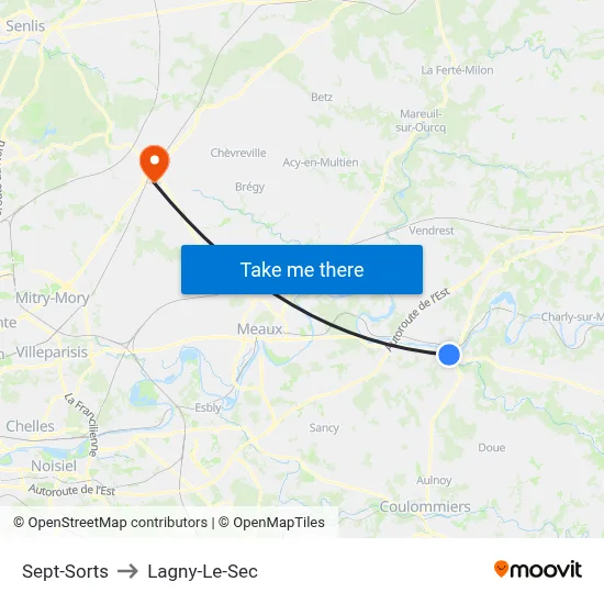 Sept-Sorts to Lagny-Le-Sec map