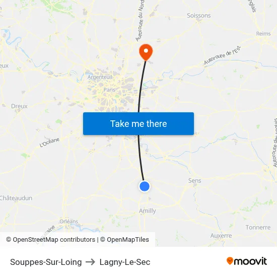 Souppes-Sur-Loing to Lagny-Le-Sec map