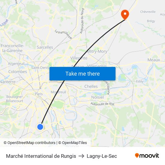 Marché International de Rungis to Lagny-Le-Sec map