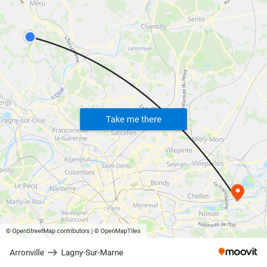 Arronville to Lagny-Sur-Marne map