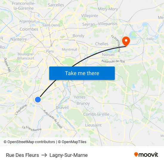Rue Des Fleurs to Lagny-Sur-Marne map