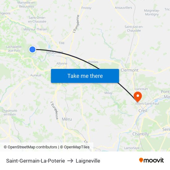 Saint-Germain-La-Poterie to Laigneville map