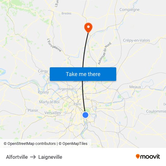 Alfortville to Laigneville map