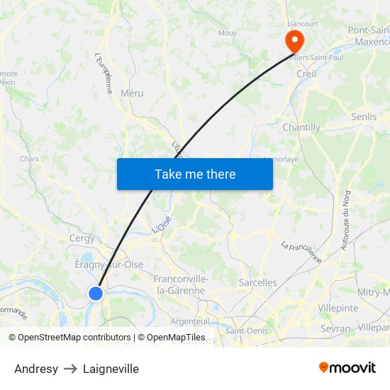 Andresy to Laigneville map