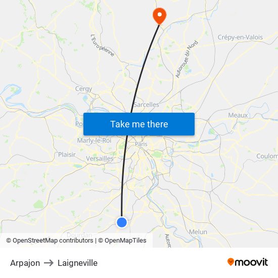 Arpajon to Laigneville map