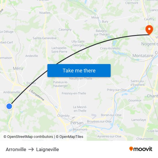 Arronville to Laigneville map