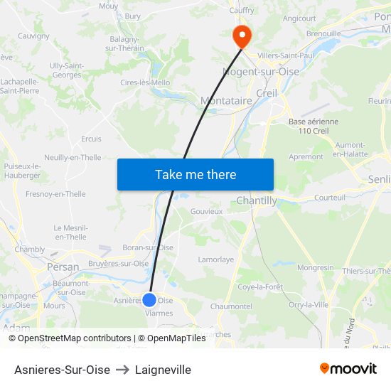Asnieres-Sur-Oise to Laigneville map