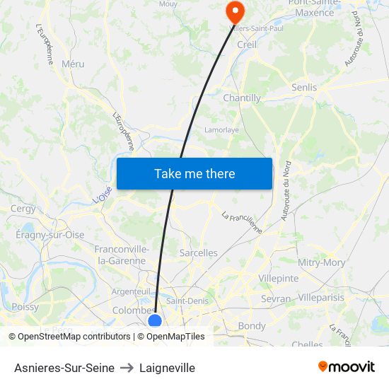 Asnieres-Sur-Seine to Laigneville map