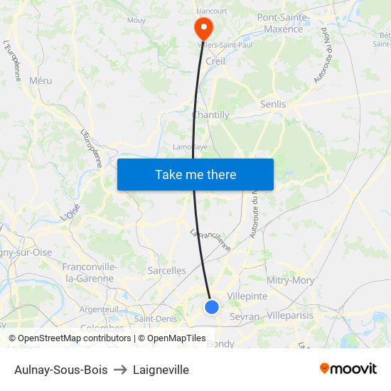 Aulnay-Sous-Bois to Laigneville map