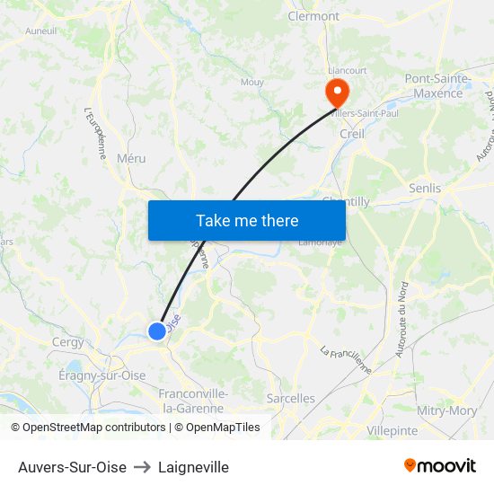 Auvers-Sur-Oise to Laigneville map