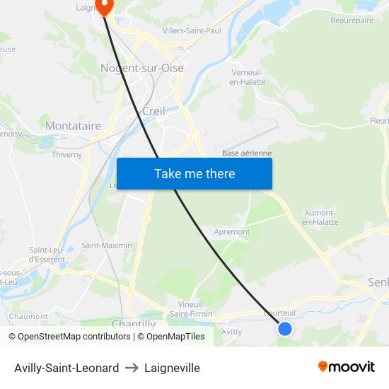 Avilly-Saint-Leonard to Laigneville map