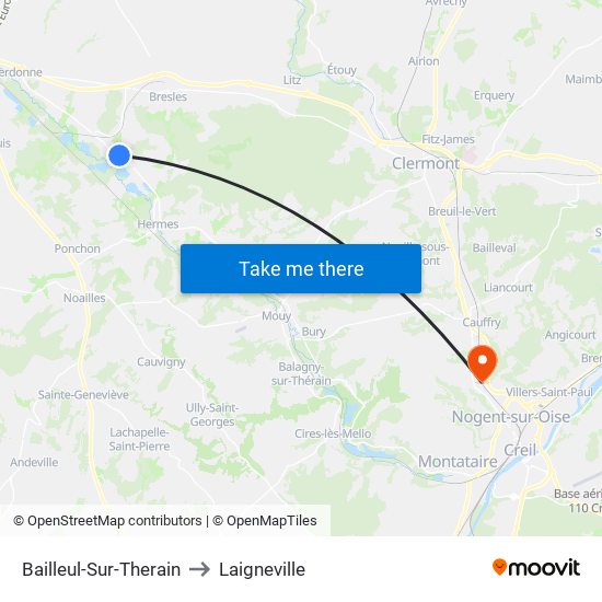 Bailleul-Sur-Therain to Laigneville map