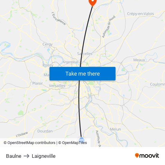 Baulne to Laigneville map