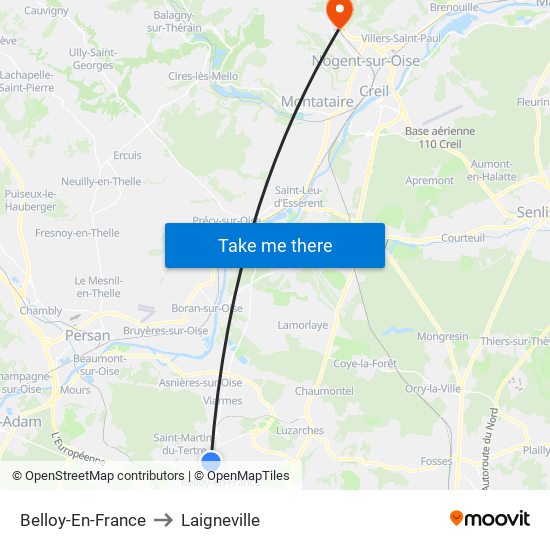 Belloy-En-France to Laigneville map