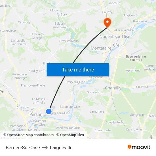 Bernes-Sur-Oise to Laigneville map