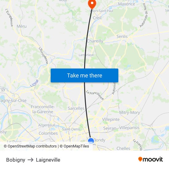 Bobigny to Laigneville map
