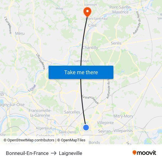 Bonneuil-En-France to Laigneville map