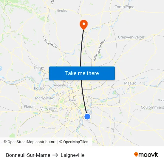 Bonneuil-Sur-Marne to Laigneville map