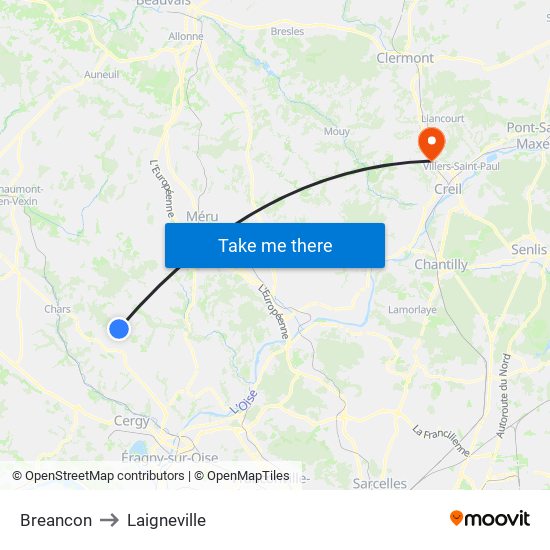 Breancon to Laigneville map