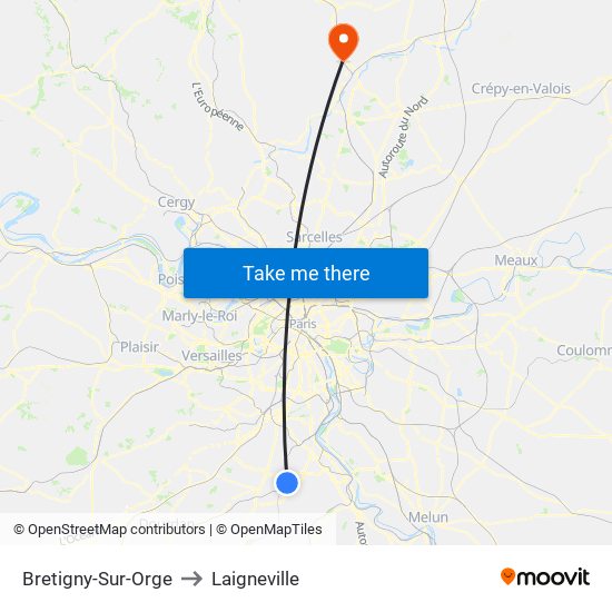 Bretigny-Sur-Orge to Laigneville map