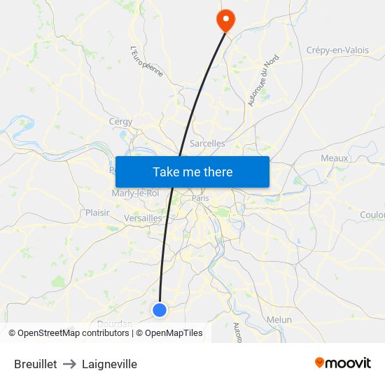 Breuillet to Laigneville map