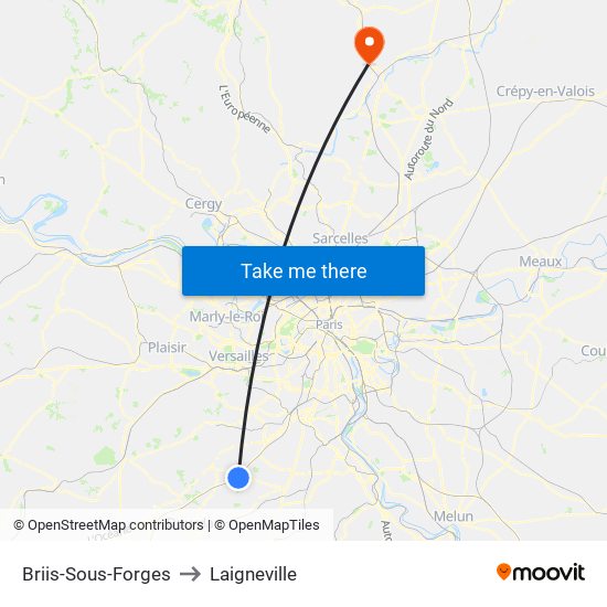 Briis-Sous-Forges to Laigneville map