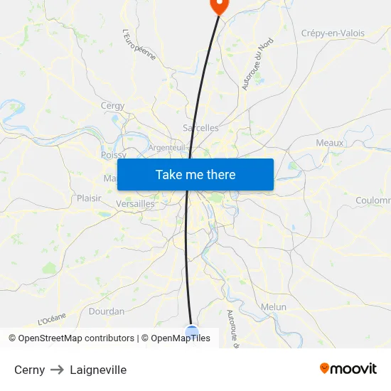 Cerny to Laigneville map