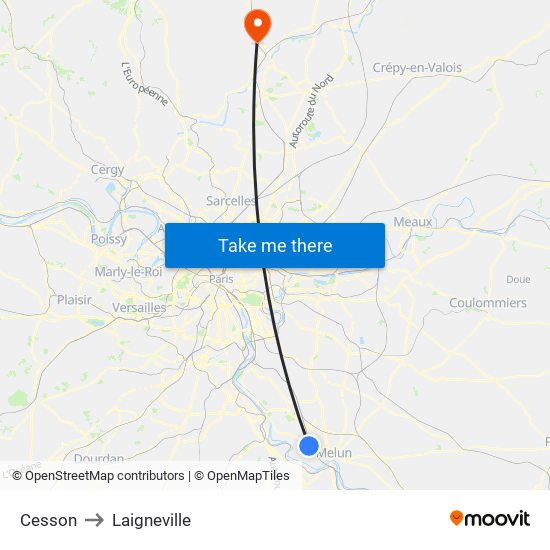 Cesson to Laigneville map