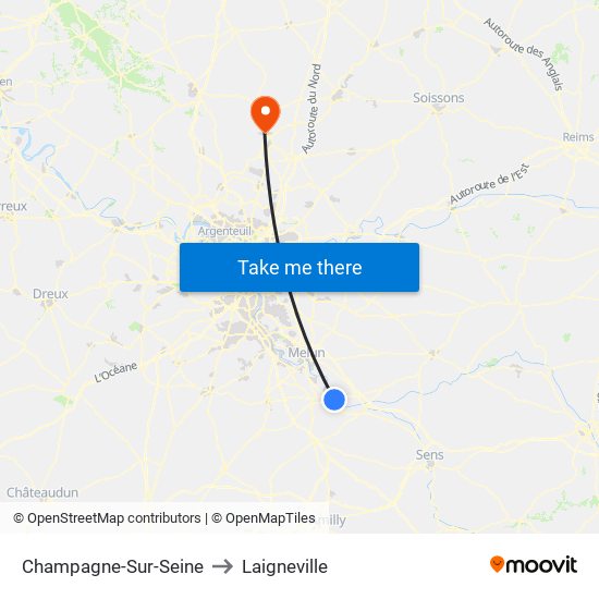 Champagne-Sur-Seine to Laigneville map