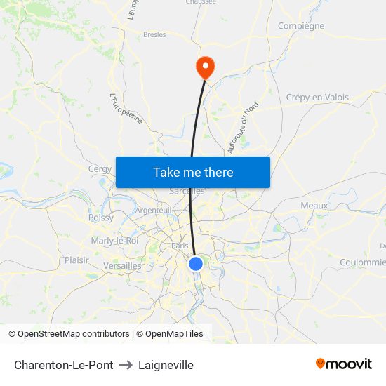 Charenton-Le-Pont to Laigneville map