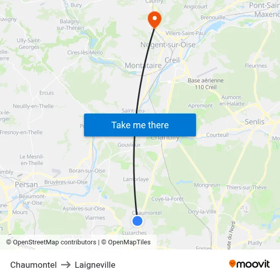 Chaumontel to Laigneville map