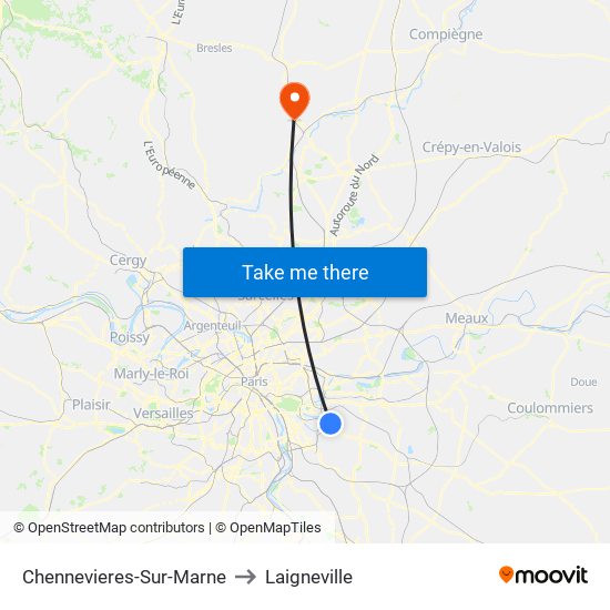 Chennevieres-Sur-Marne to Laigneville map