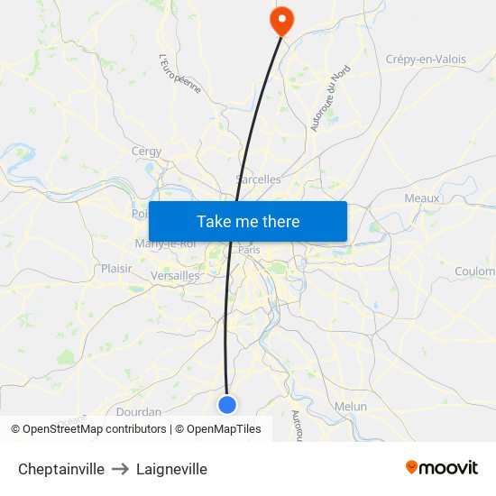 Cheptainville to Laigneville map