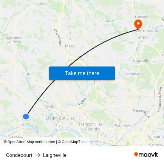 Condecourt to Laigneville map