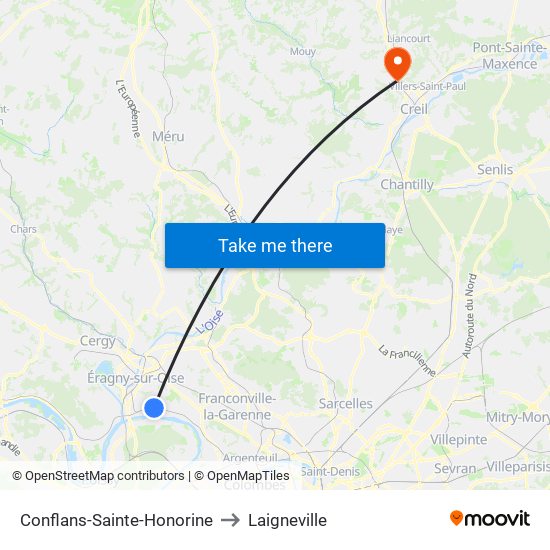 Conflans-Sainte-Honorine to Laigneville map
