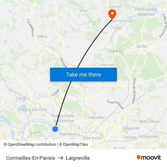 Cormeilles-En-Parisis to Laigneville map