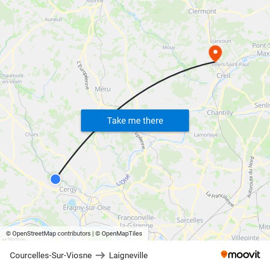 Courcelles-Sur-Viosne to Laigneville map