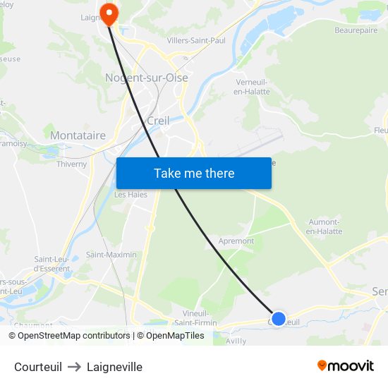 Courteuil to Laigneville map