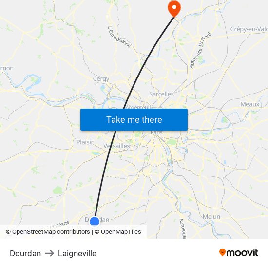 Dourdan to Laigneville map
