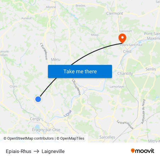 Epiais-Rhus to Laigneville map