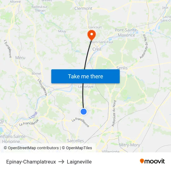 Epinay-Champlatreux to Laigneville map
