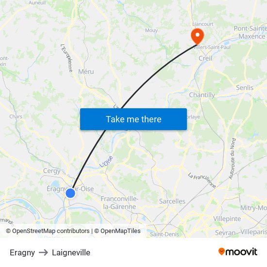 Eragny to Laigneville map