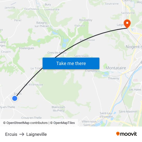 Ercuis to Laigneville map