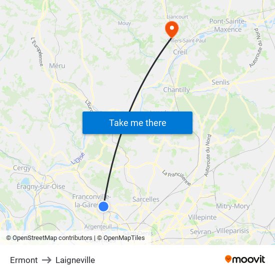 Ermont to Laigneville map