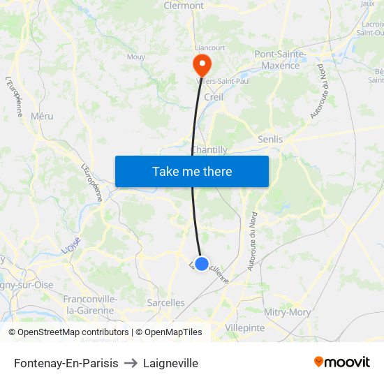 Fontenay-En-Parisis to Laigneville map