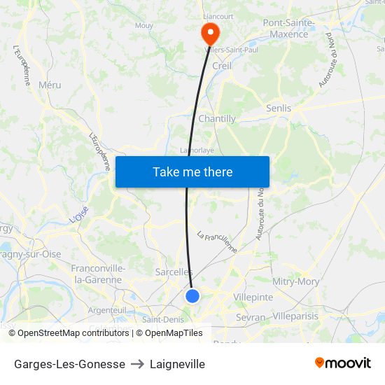 Garges-Les-Gonesse to Laigneville map