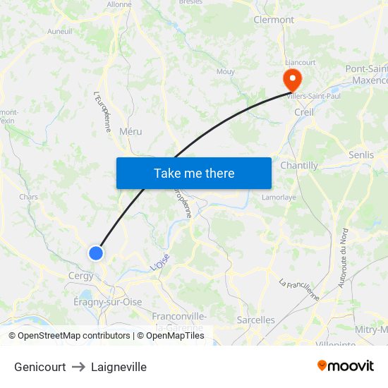 Genicourt to Laigneville map