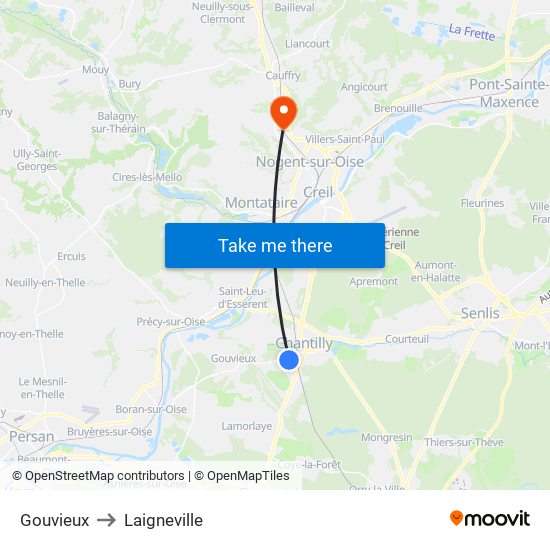 Gouvieux to Laigneville map