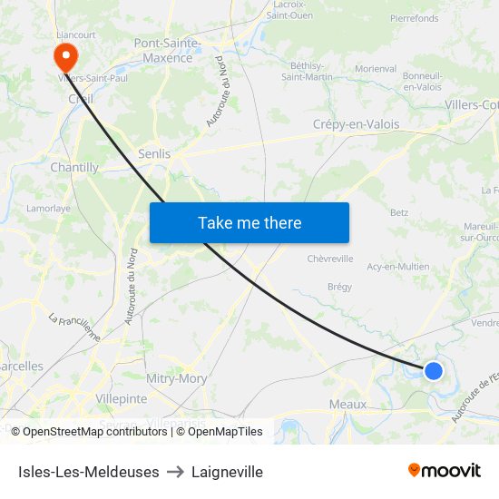 Isles-Les-Meldeuses to Laigneville map